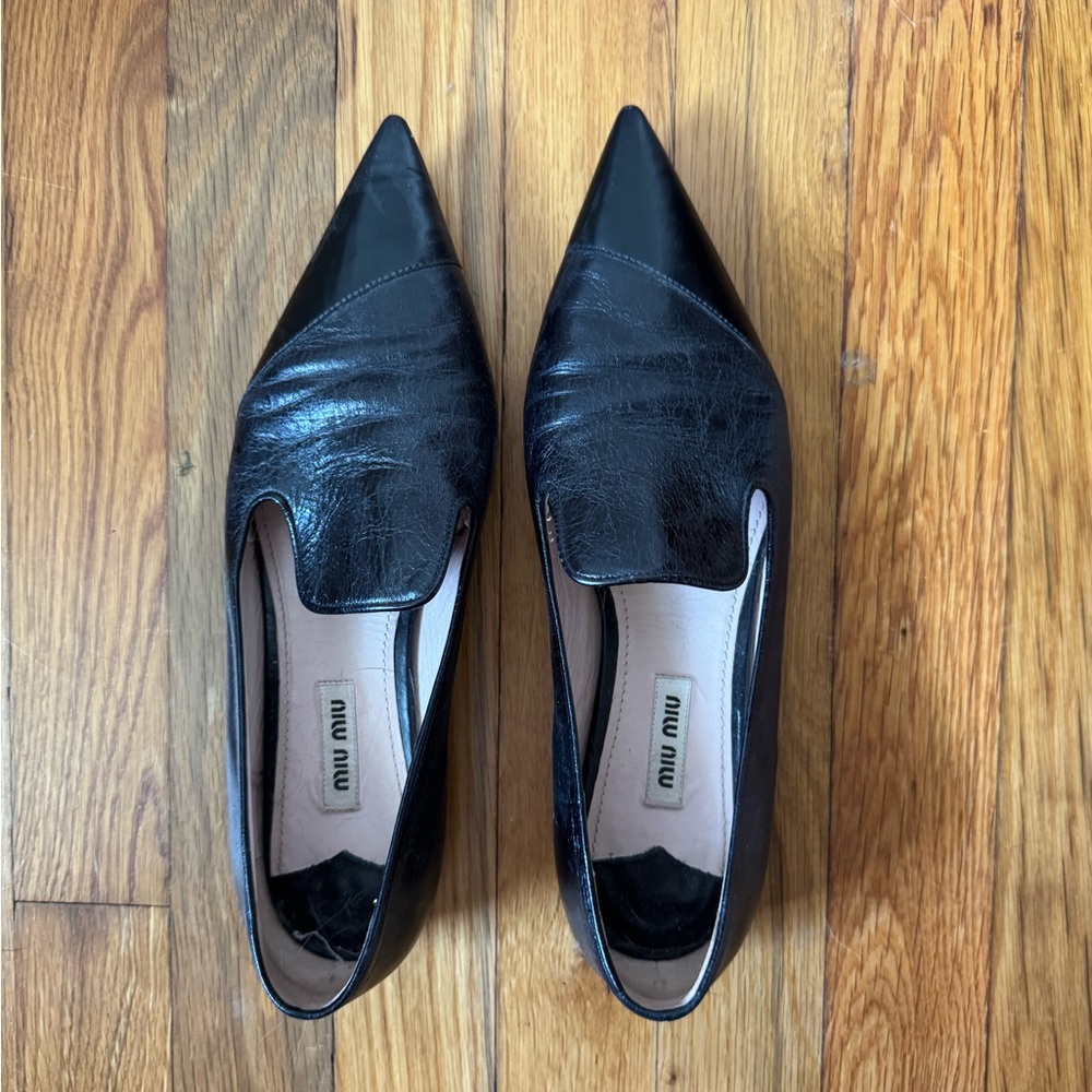 Miu Miu Black Pointed Loafers
